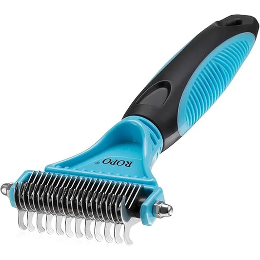Pet Dematting Comb, Undercoat Dematter Rake Grooming Tool for Cats Dogs, Double-Sided Deshedding Brush Pets Hair Remover, Easy Mats & Tangles Removing Comb (23 + 12 Teeth)