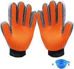 KAXYEW Pet Grooming Gloves, 2IN1 Dog Deshedding Glove Efficient Cat Glove Brush Pet Hair Remover Mitt Glove with Enhanced Five Finger Design for Dog & Cat - 1 Pair