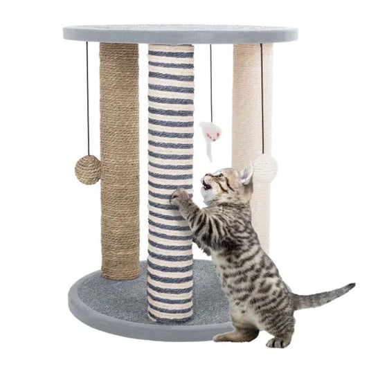 Cat Scratching Post Tower Scratch Pad - 3 Scratcher Posts and Perch