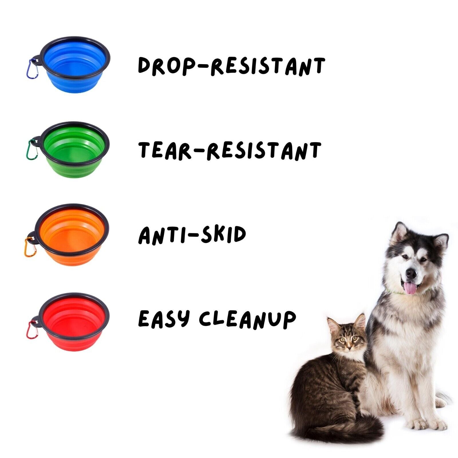 2-Pack 34Oz Large Size Collapsible Dog Bowl, Portable Pet Bowl, Travel Dish