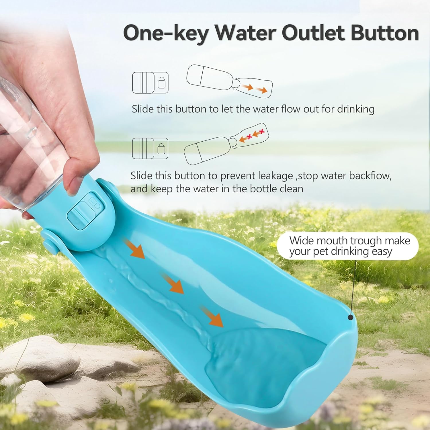 UPSKY Dog Water Bottle | Portable & Foldable Dog Water Bottle | 3-In-1 Portable