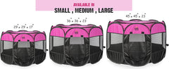 Foldable Dog Playpen - Portable Pet Playpen with Removable Mesh Cover - Folding Puppy Playpen with Zippered Top - Dog Play Pen for Dogs, Cats - Durable Kitten Rabbit Playpen (Small, Pink)