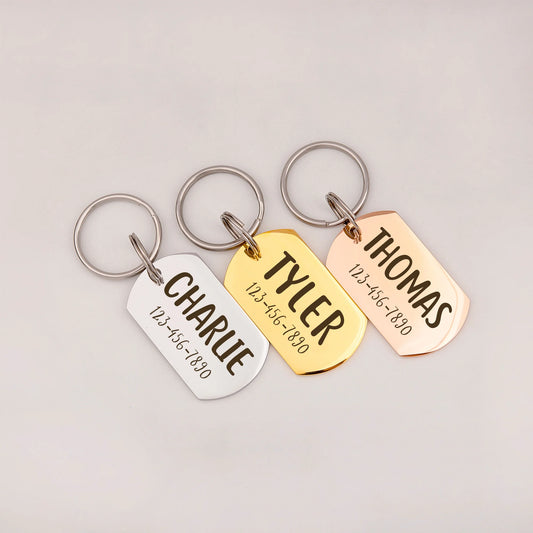 Engravable Pet Id Tag - Dog Tag with Phone Number Tag Shape - Pet Name Tag Emergency Tags for Pet Collar [Gold, M, Only Front Engraving]