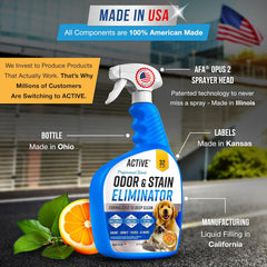 Pet Odor and Stain Eliminator - 32 Oz Enzyme Cleaner for Dog & Cat Urine, Stain