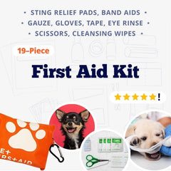 Dog First Aid Kit | 19 Piece Pet Emergency Travel Kit for Cats & Dogs
