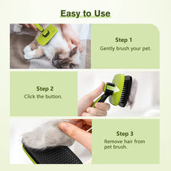 Self-Cleaning Slicker Brush for Dogs, Cats, Lightweight Dog Brush for Shedding M