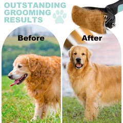 2 Pcs Pet Grooming Brush, Undercoat Rake for Dogs and Cats, Double-Sided Dog Deshedding Tool Removes Knot, Tangled Hair Dematting Comb for Dogs, with Pet Steel Comb