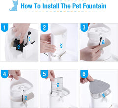 Cat Water Fountain, 101Oz/3L LED Automatic Pet Water Fountain, Ultra Quiet Pet Water Dispenser with Adjustable Water Flow and Activated Carbon Filter for Dogs, Cats, and Small Animals
