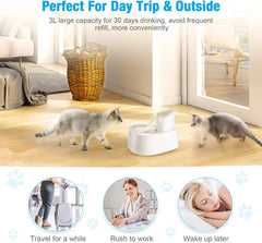 Cat Water Fountain, 101Oz/3L LED Automatic Pet Water Fountain, Ultra Quiet Pet Water Dispenser with Adjustable Water Flow and Activated Carbon Filter for Dogs, Cats, and Small Animals
