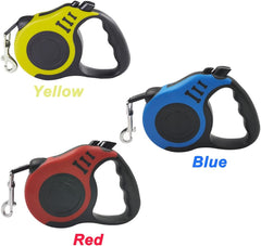 Retractable Dog Leash, Pet Walking Leash with Anti-Slip Handle, Strong Nylon Tape, Tangle-Free,One-Handed One Button Lock & Release, Suitable for Small Medium Dog Cat, (Yellow, 5M)