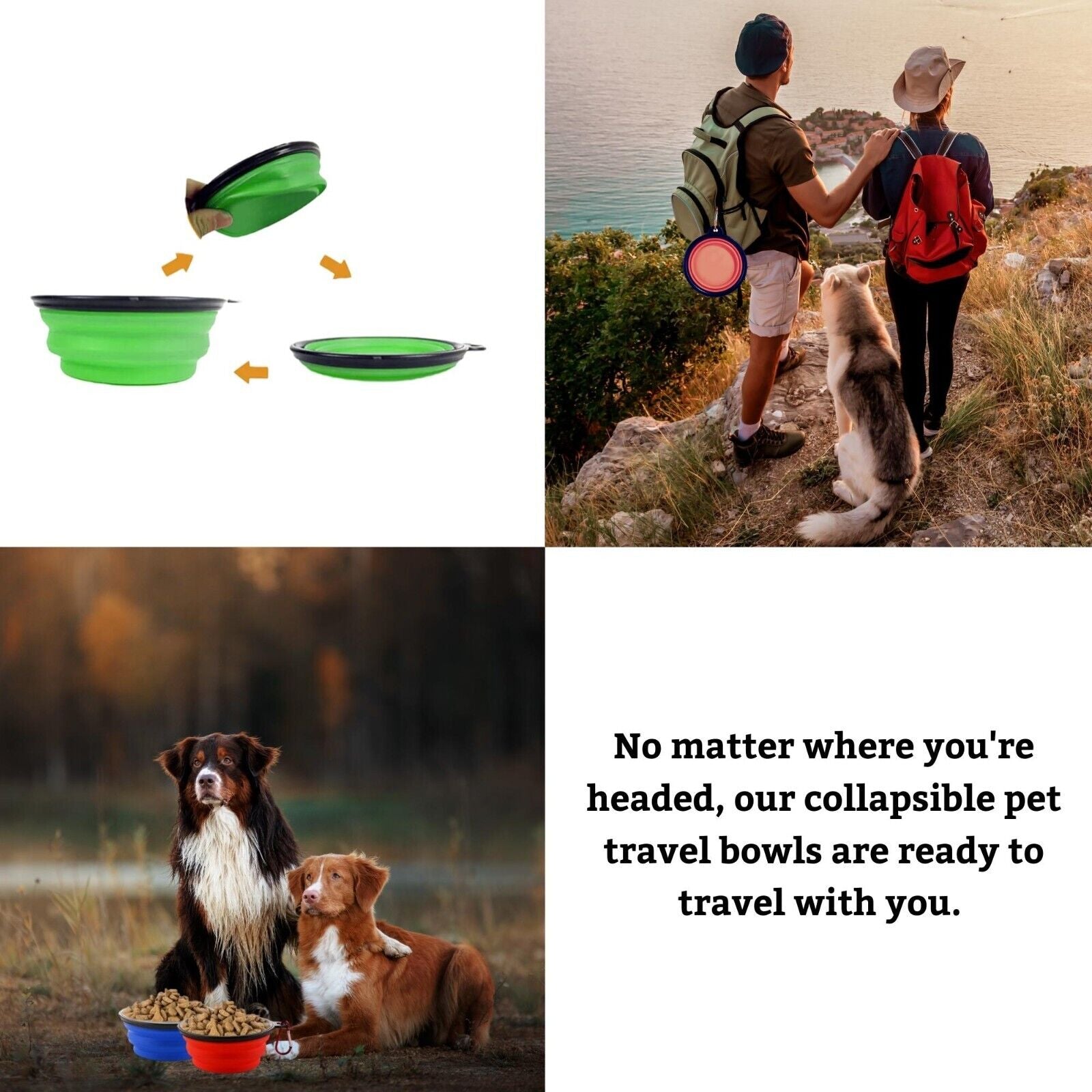 2-Pack 34Oz Large Size Collapsible Dog Bowl, Portable Pet Bowl, Travel Dish