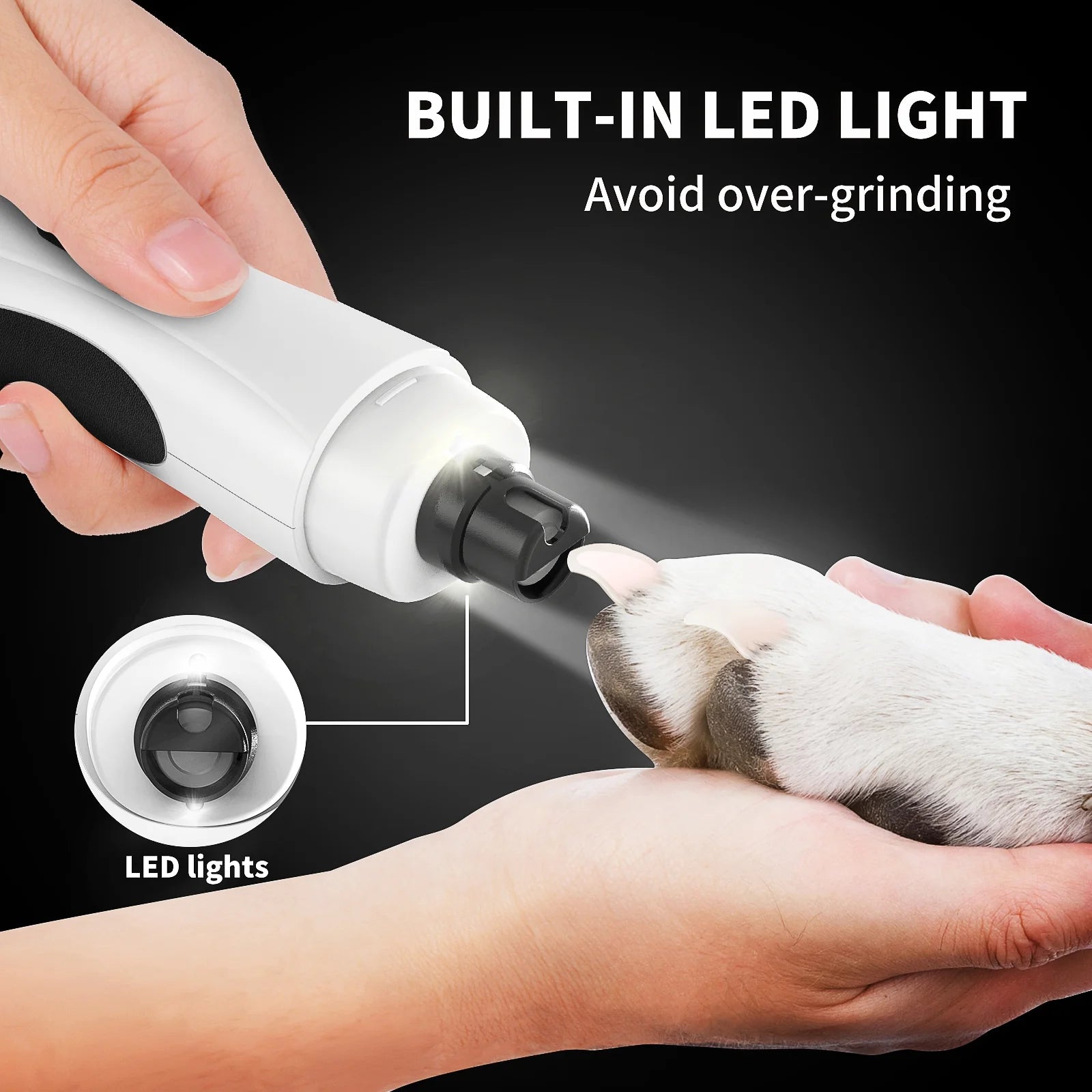 Pet Dog Nail Grinder 2-Speed Electric Rechargeable Pet Nail Trimmer Painless Paws for Small Medium Large Dogs & Cats