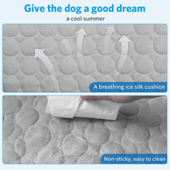 Dog Cooling Mat, Cooling Mat for Dogs Cats, Pet Reusable Bed Mat, Washable Ice Silk Mat, Self Cooling Sleeping Kennel Pad