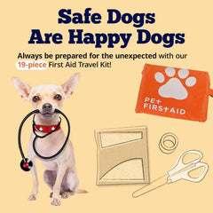Dog First Aid Kit | 19 Piece Pet Emergency Travel Kit for Cats & Dogs