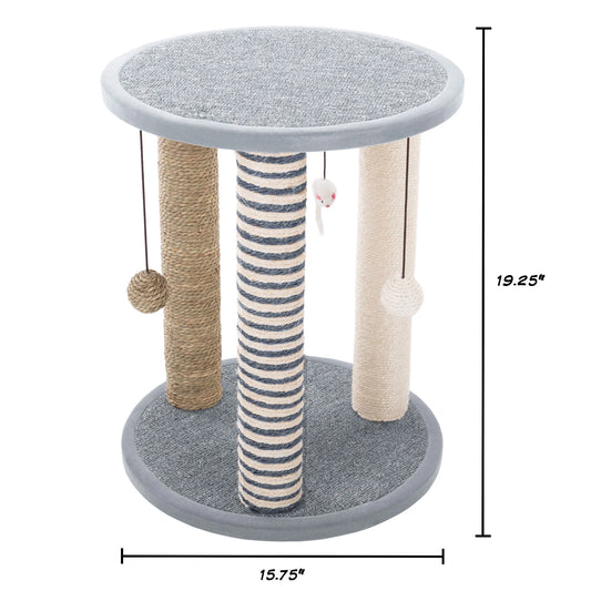 Cat Scratching Post Tower Scratch Pad - 3 Scratcher Posts and Perch