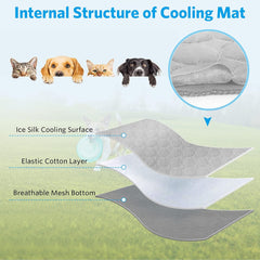 Dog Cooling Mat, Cooling Mat for Dogs Cats, Pet Reusable Bed Mat, Washable Ice Silk Mat, Self Cooling Sleeping Kennel Pad