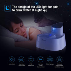 Cat Water Fountain, 101Oz/3L LED Automatic Pet Water Fountain, Ultra Quiet Pet Water Dispenser with Adjustable Water Flow and Activated Carbon Filter for Dogs, Cats, and Small Animals