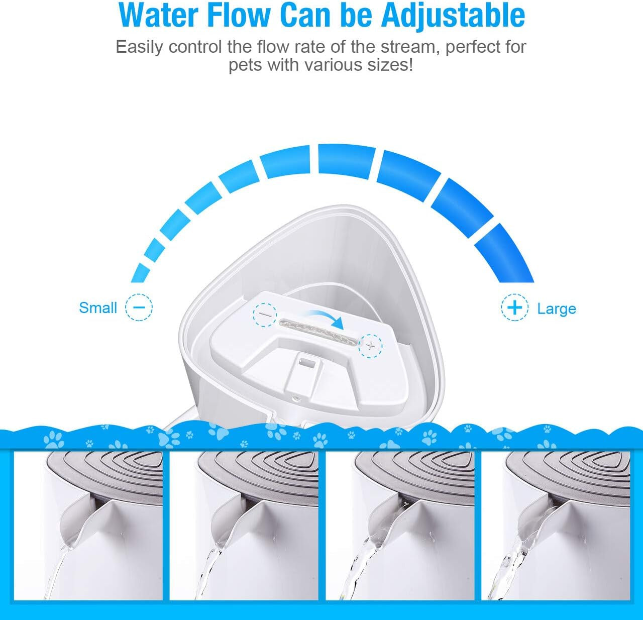 Cat Water Fountain, 101Oz/3L LED Automatic Pet Water Fountain, Ultra Quiet Pet Water Dispenser with Adjustable Water Flow and Activated Carbon Filter for Dogs, Cats, and Small Animals