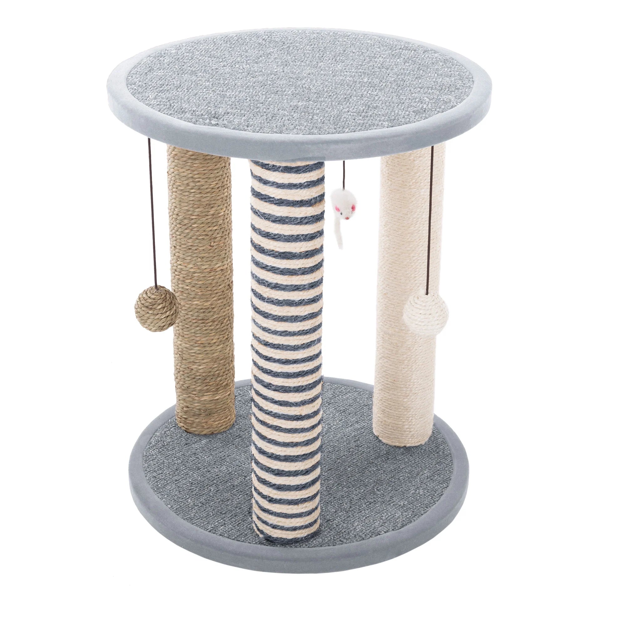 Cat Scratching Post Tower Scratch Pad - 3 Scratcher Posts and Perch