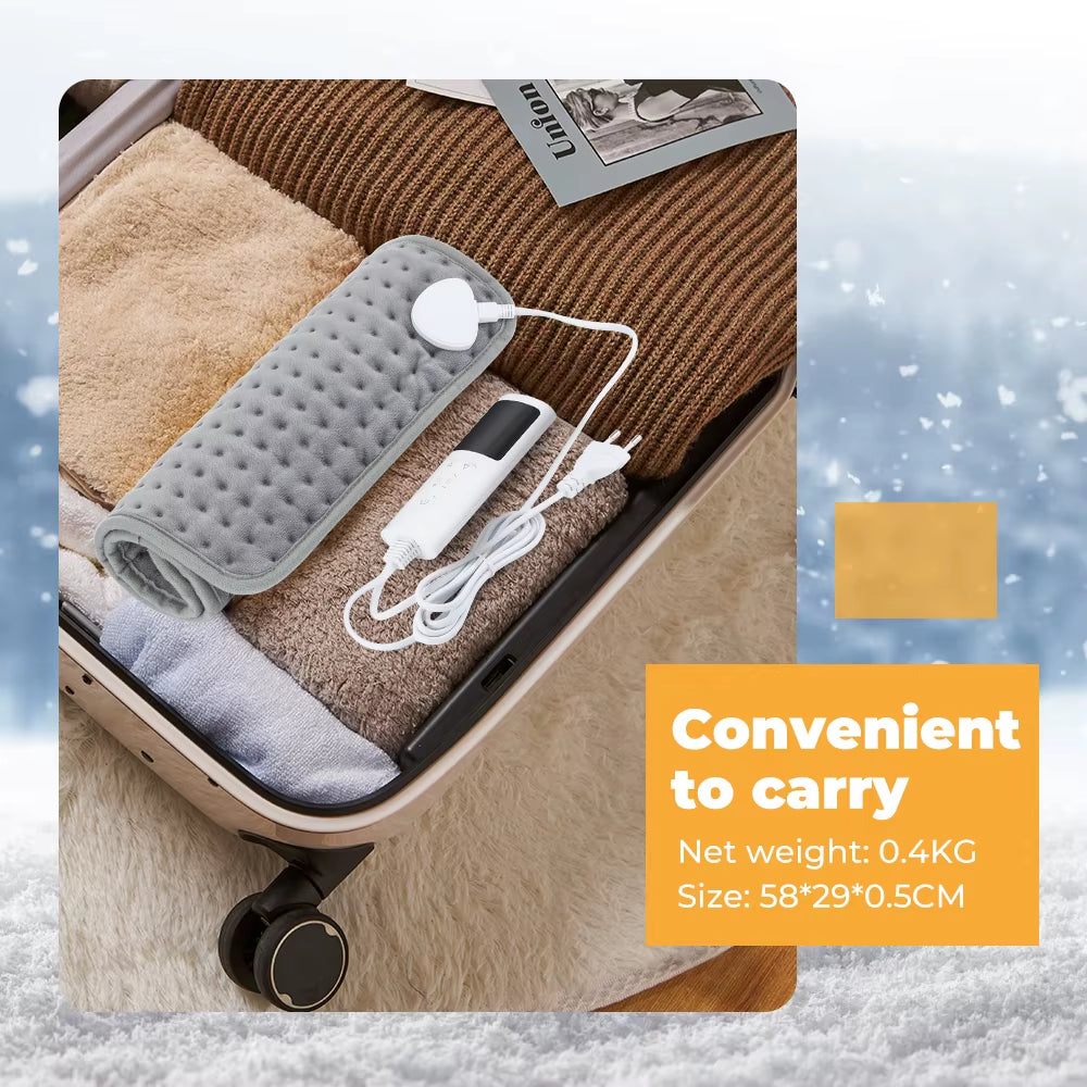 Electric Heating Pad Blanket Timer Heating Pad for Shoulder Neck Back Spine Leg Winter Warm 58X29Cm