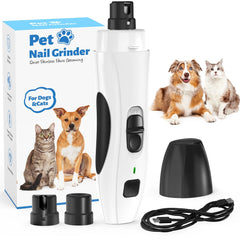 Pet Dog Nail Grinder 2-Speed Electric Rechargeable Pet Nail Trimmer Painless Paws for Small Medium Large Dogs & Cats