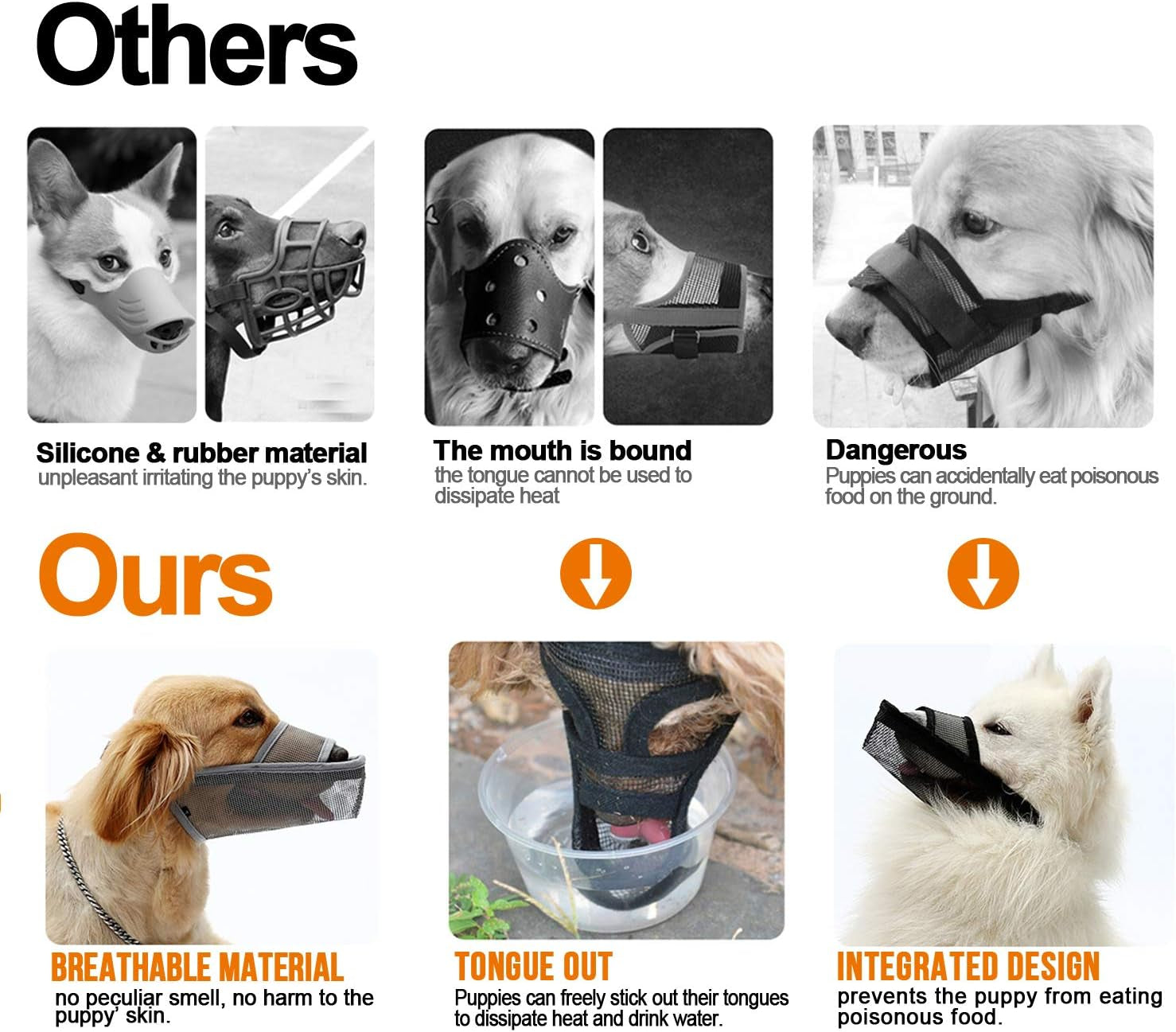 Dog Muzzle Soft Nylon Muzzle, Adjustable Breathable Mesh Dog Muzzle for Anti-Biting Anti-Barking Licking