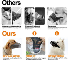Dog Muzzle Soft Nylon Muzzle, Adjustable Breathable Mesh Dog Muzzle for Anti-Biting Anti-Barking Licking