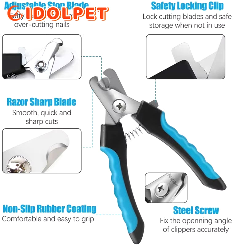 Professional Pet Nail Clipper with Safety Guard Stainless Steel Scissors Cat Dog for Claw Care Grooming Supplies Size Fits