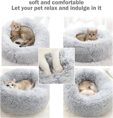 Donut Bed, 19.7'' Plush Pet Bed Mat for Small Dogs & Cats, Calming Cuddler with Waterproof Bottom, Machine Washable, Non-Slip, 22 Lbs Weight Capacity