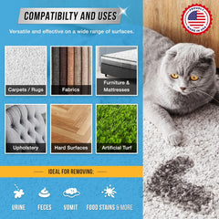 Pet Odor and Stain Eliminator - 32 Oz Enzyme Cleaner for Dog & Cat Urine, Stain