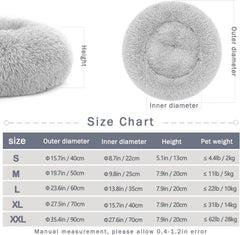 Donut Bed, 19.7'' Plush Pet Bed Mat for Small Dogs & Cats, Calming Cuddler with Waterproof Bottom, Machine Washable, Non-Slip, 22 Lbs Weight Capacity