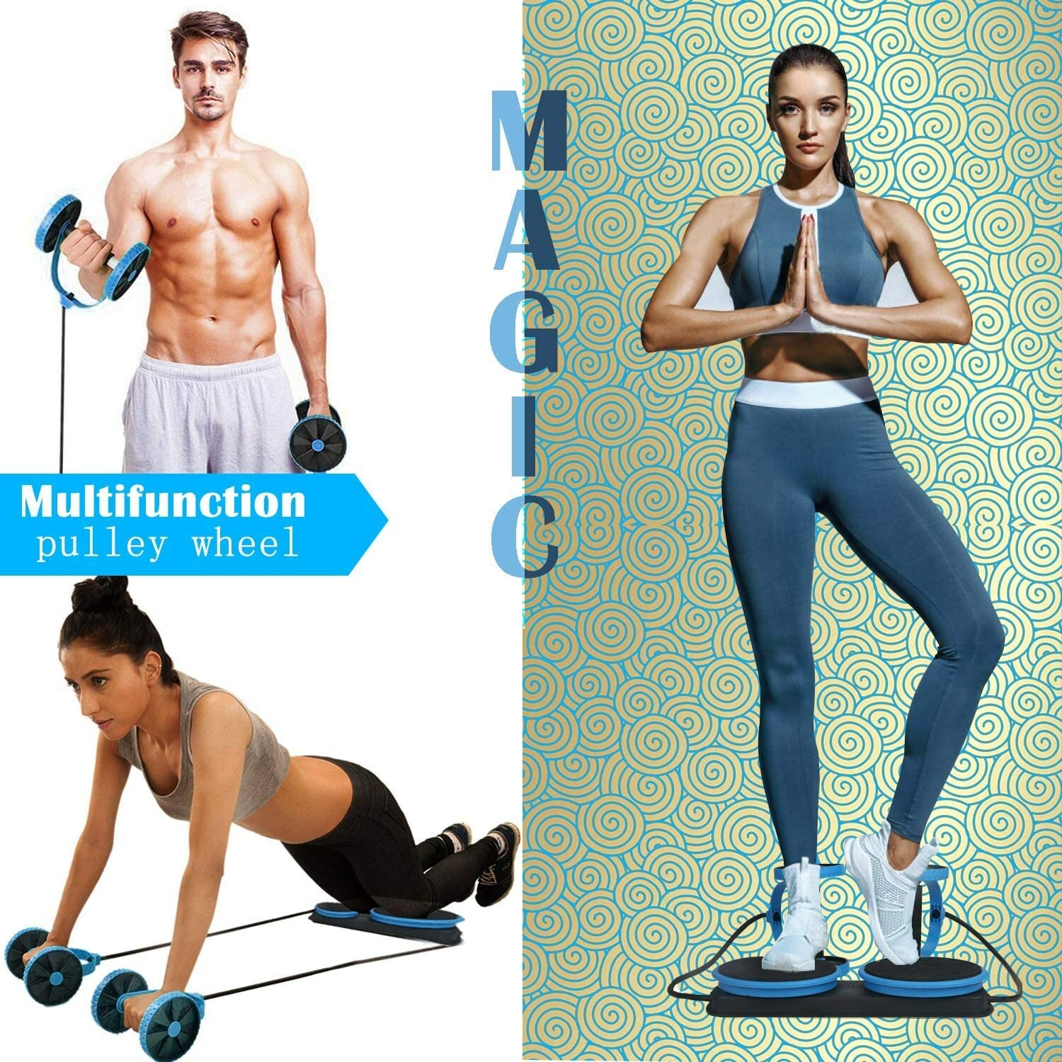 Multi-Function Double Ab Roller Wheel New Version Ab Wheel Exercise Fitness