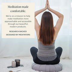 Large Meditation Cushion | Zafu Yoga Bolster Meditation Floor Pillow Seat | Buckwheat Hull Filled Crescent Shaped Cushion with Removable Washable Cover + Carry Handle | Grey