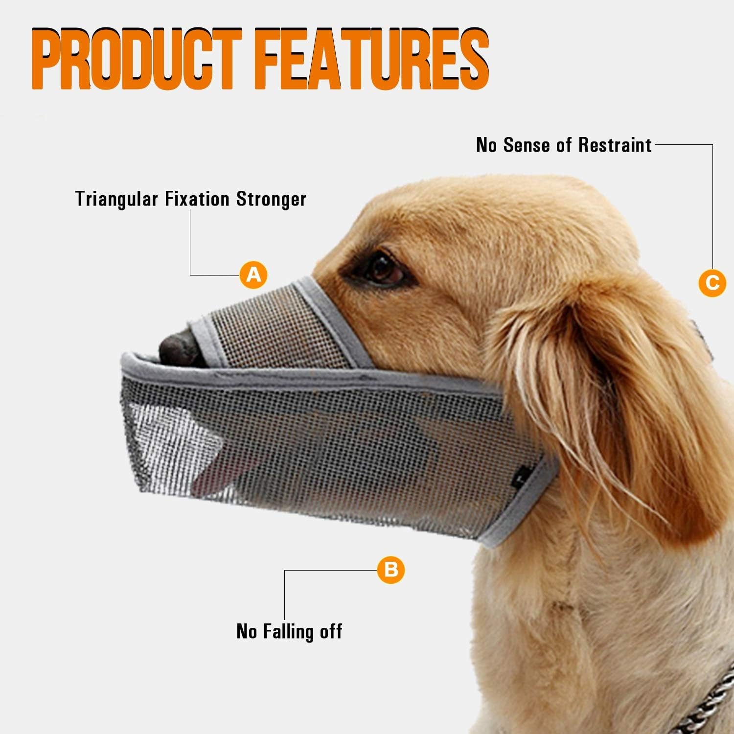 Dog Muzzle Soft Nylon Muzzle, Adjustable Breathable Mesh Dog Muzzle for Anti-Biting Anti-Barking Licking