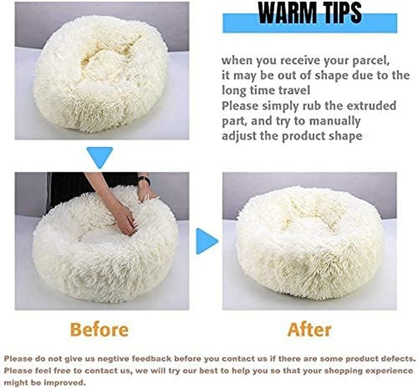 Donut Bed, 19.7'' Plush Pet Bed Mat for Small Dogs & Cats, Calming Cuddler with Waterproof Bottom, Machine Washable, Non-Slip, 22 Lbs Weight Capacity