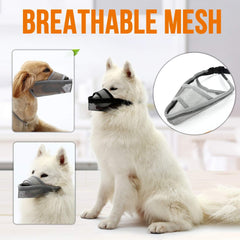Dog Muzzle Soft Nylon Muzzle, Adjustable Breathable Mesh Dog Muzzle for Anti-Biting Anti-Barking Licking