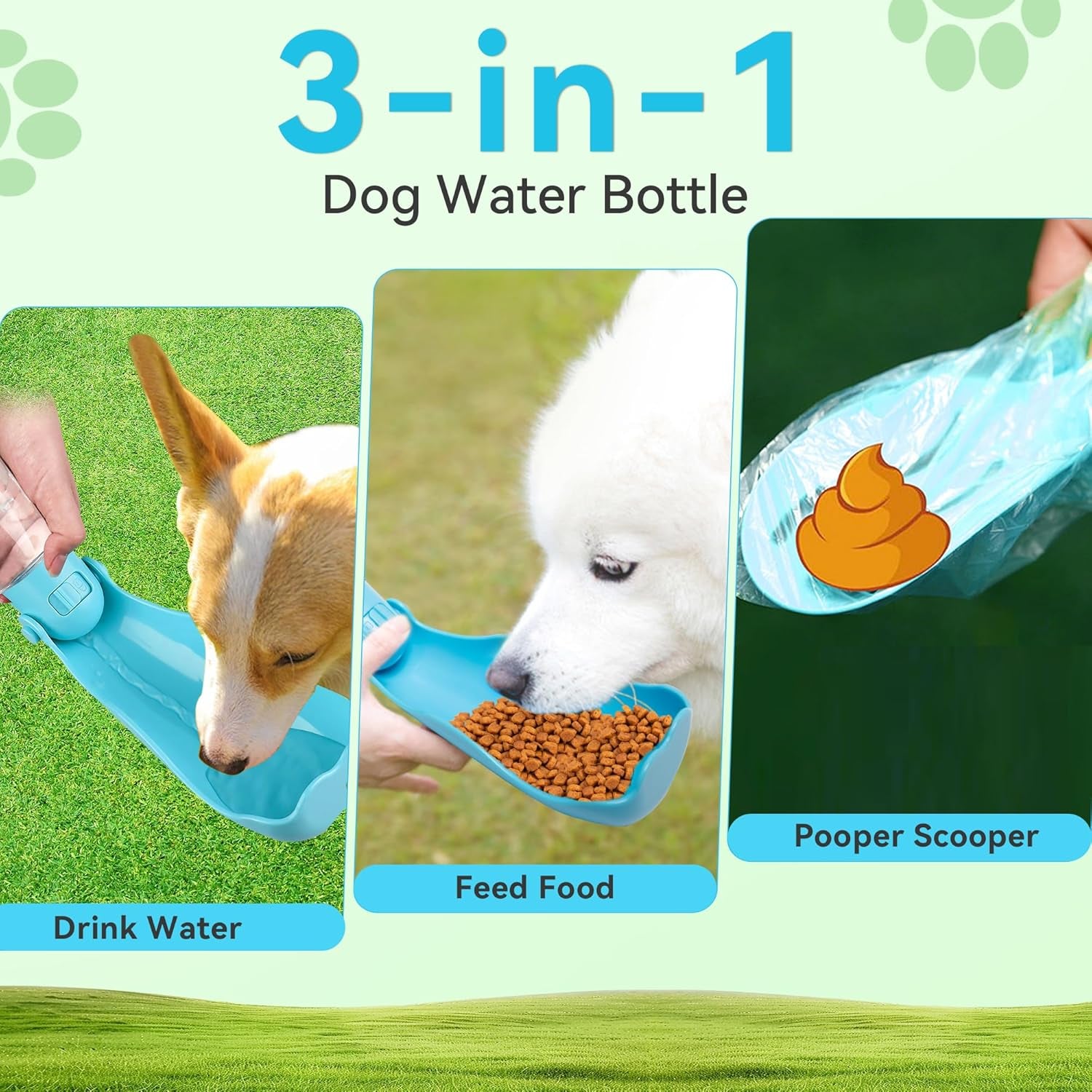 UPSKY Dog Water Bottle | Portable & Foldable Dog Water Bottle | 3-In-1 Portable