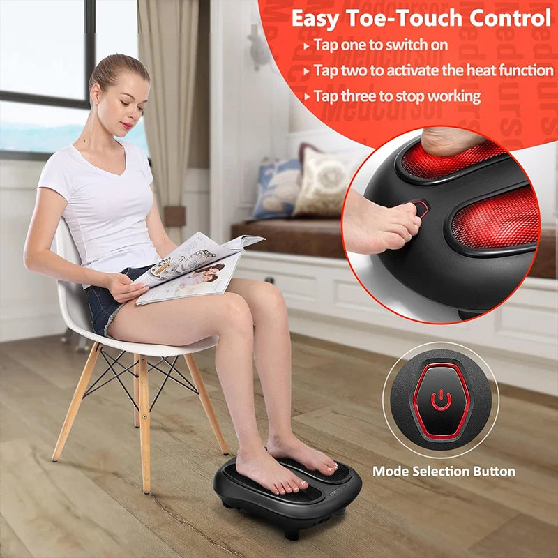 Electric Foot Massager with Heat Compress Deep Kneading Shiatsu Massage Heel Sole Point Relieve Muscle Tiredness
