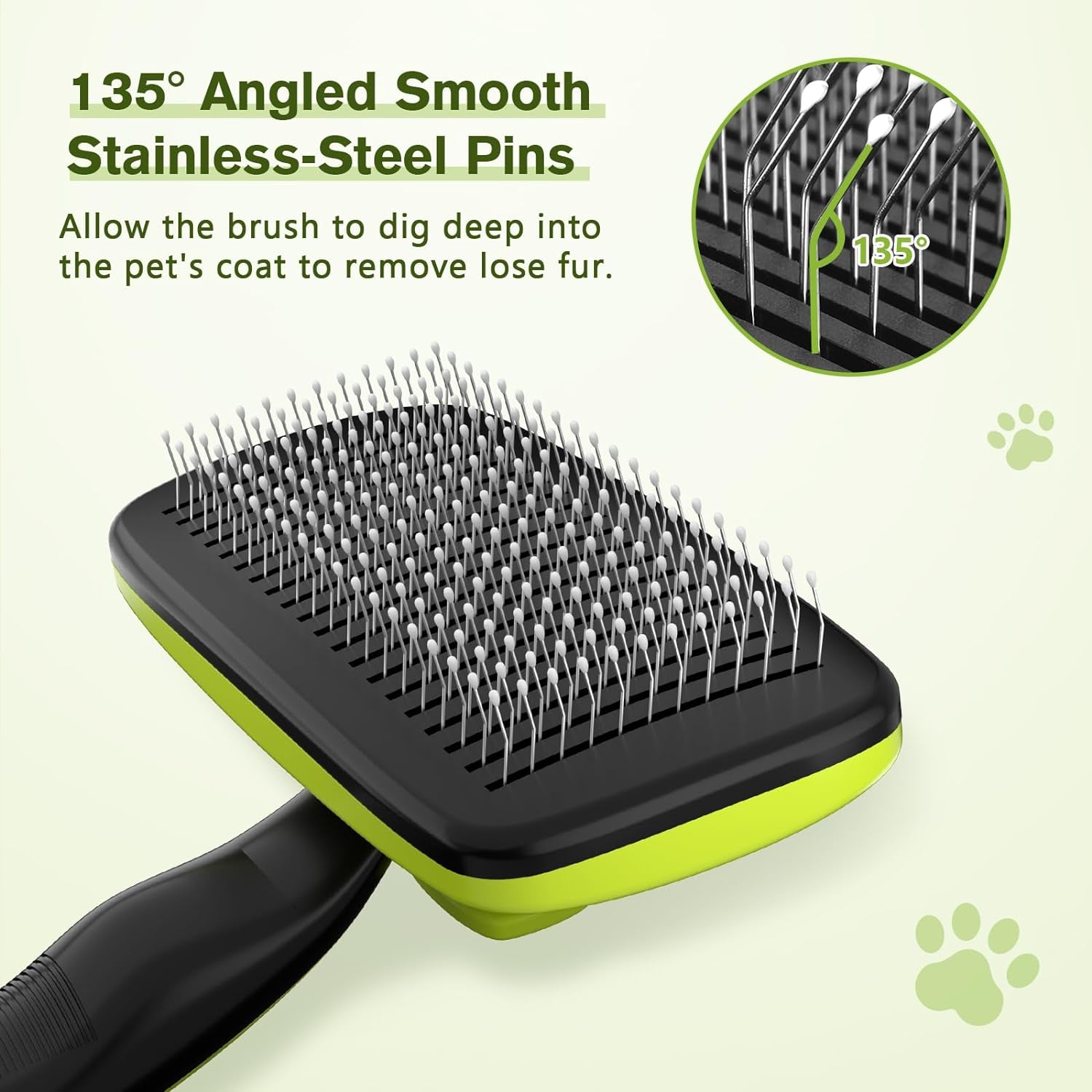 Self-Cleaning Slicker Brush for Dogs, Cats, Lightweight Dog Brush for Shedding M