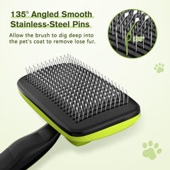 Self-Cleaning Slicker Brush for Dogs, Cats, Lightweight Dog Brush for Shedding M
