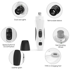 Pet Dog Nail Grinder 2-Speed Electric Rechargeable Pet Nail Trimmer Painless Paws for Small Medium Large Dogs & Cats
