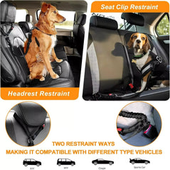 Dog Seat Belt for Car 3-In-1 Dog Leash Seatbelt Bungee Adjustable Reflective