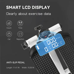 Mini Steppers for Exercise, Mute the Sound with Resistance Bands, 331Lbs Loading Capacity, Digital Monitor, Optional Twist Motion for Home Fitness - White