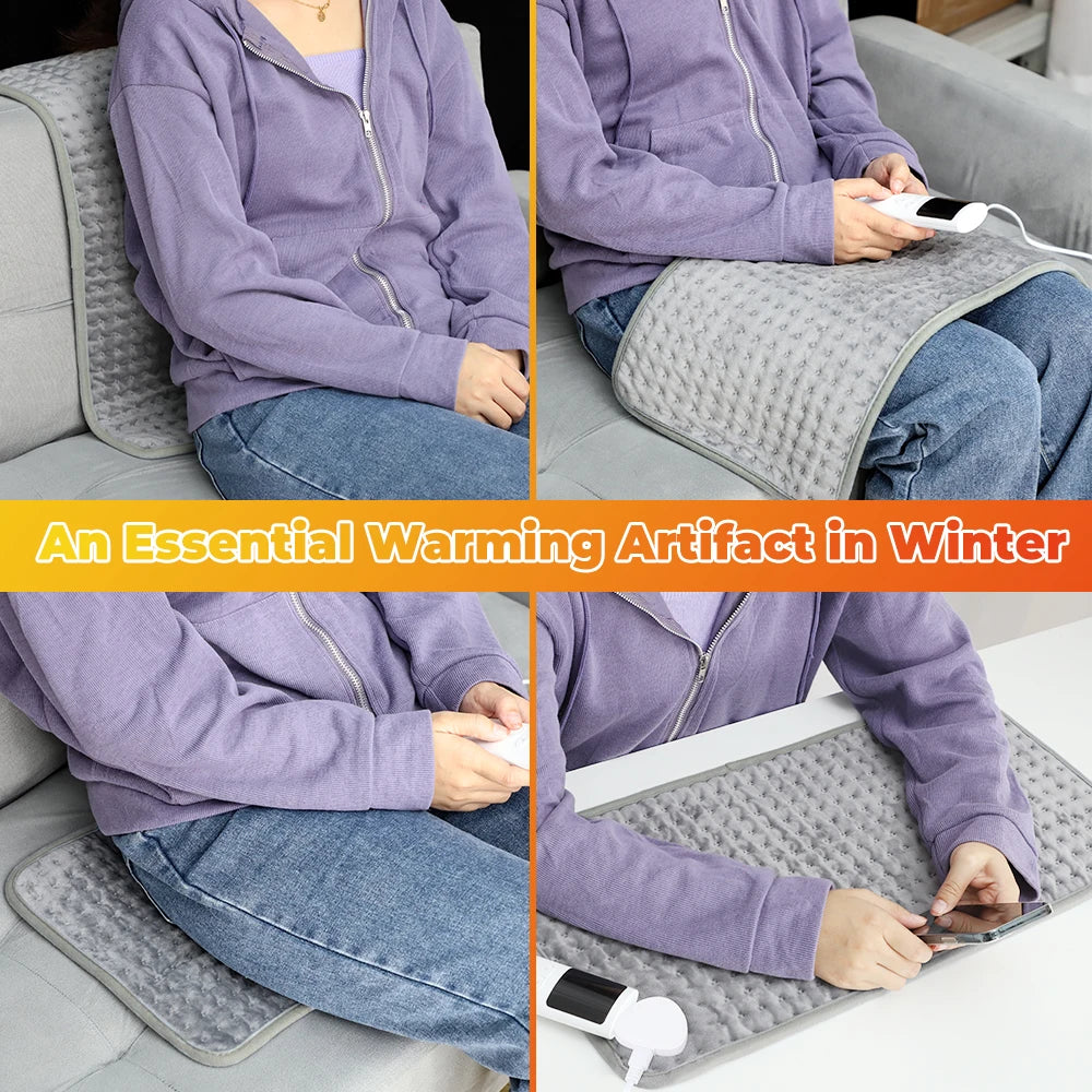 Electric Heating Pad Blanket Timer Heating Pad for Shoulder Neck Back Spine Leg Winter Warm 58X29Cm