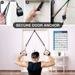 11Pcs Exercise Resistance Bands Set - with Door Anchor, Handles, Ankle Straps, Stackable up to 105Lbs, for Resistance Training, Physical Therapy, Home Workouts