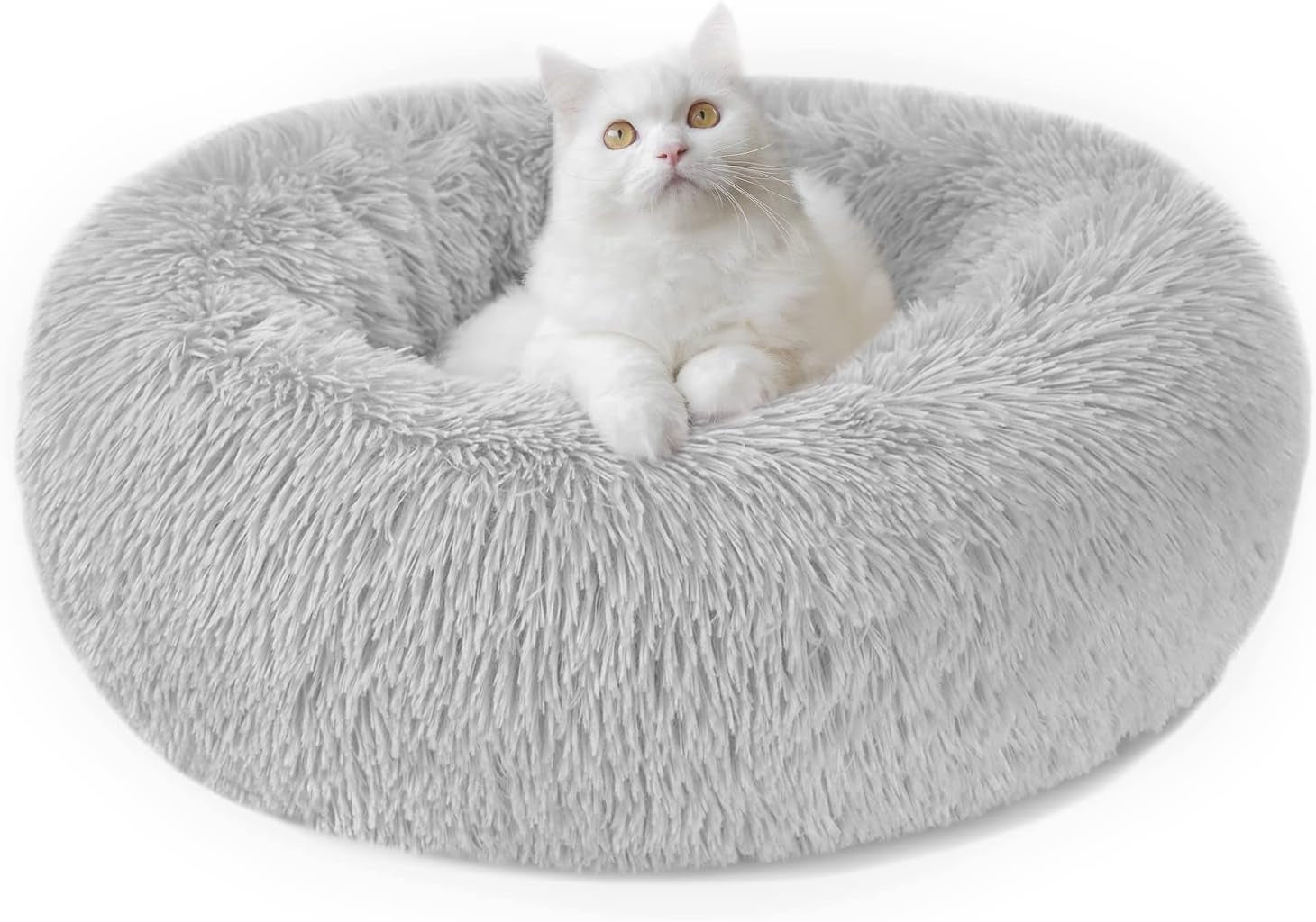 Donut Bed, 19.7'' Plush Pet Bed Mat for Small Dogs & Cats, Calming Cuddler with Waterproof Bottom, Machine Washable, Non-Slip, 22 Lbs Weight Capacity