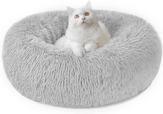 Donut Bed, 19.7'' Plush Pet Bed Mat for Small Dogs & Cats, Calming Cuddler with Waterproof Bottom, Machine Washable, Non-Slip, 22 Lbs Weight Capacity