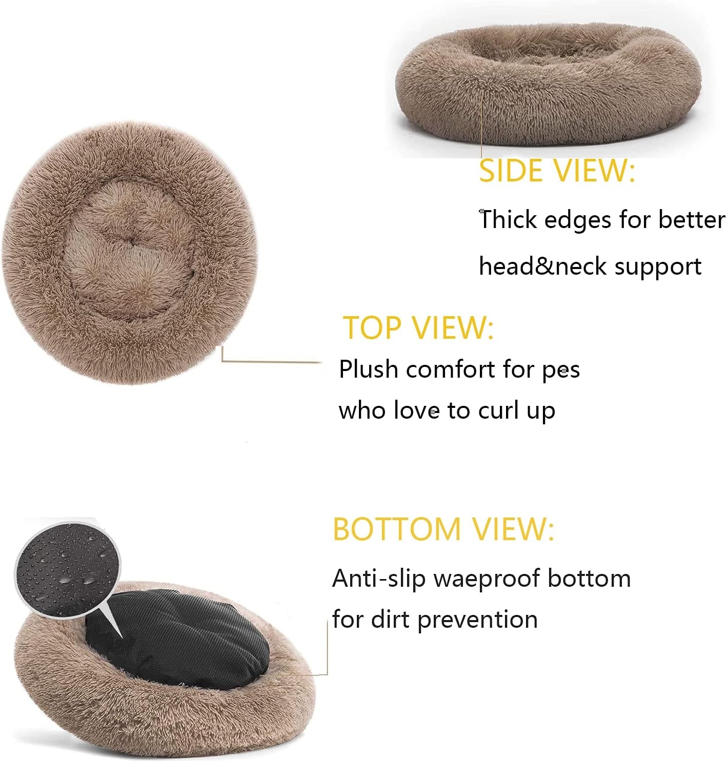 Calming Dog Bed & Cat Bed, Anti-Anxiety Donut Dog Cuddler Bed, Washable Dog Beds & Furniture , Fluffy Faux Fur Plush Dog Cat Cushion Bed For, Small Dog Beds for Large Dogs Dogs and Cats(24"/32")