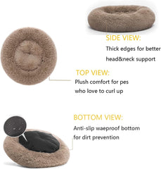 Calming Dog Bed & Cat Bed, Anti-Anxiety Donut Dog Cuddler Bed, Washable Dog Beds & Furniture , Fluffy Faux Fur Plush Dog Cat Cushion Bed For, Small Dog Beds for Large Dogs Dogs and Cats(24"/32")
