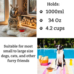2-Pack 34Oz Large Size Collapsible Dog Bowl, Portable Pet Bowl, Travel Dish